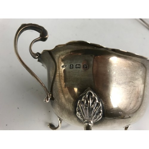 378 - SILVER SAUCE BOAT, TWO SILVER THIMBLES, ETC.