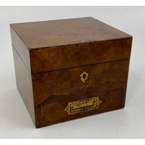 277 - 19TH CENTURY WALNUT APOTHECARY BOX WITH FITTED INTERIOR