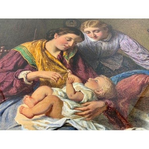 24 - GEORGE SMITH (BRITISH 1829 – 1901) WATER COLOUR ENTITLED ‘HAPPY INFANCY’, DEPICTING NURSING MOTHER, ... 