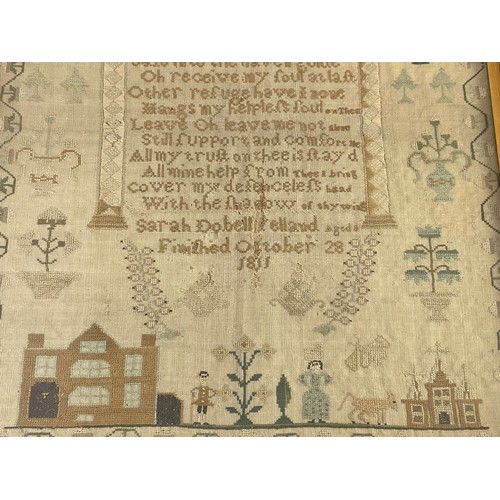 36 - AN EARLY 19TH CENTURY SILKWORK VERSE SAMPLER, DATED OCTOBER 1811, BY SARAH DOBETT YELLAND, AGED 8, C... 