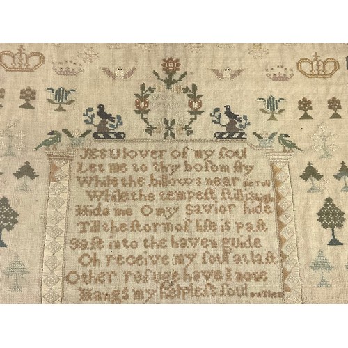 36 - AN EARLY 19TH CENTURY SILKWORK VERSE SAMPLER, DATED OCTOBER 1811, BY SARAH DOBETT YELLAND, AGED 8, C... 