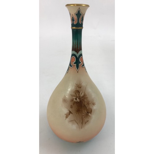 115 - HADLEY’ S WORCESTER VASE DECORATED WITH FLOWERS 21cm