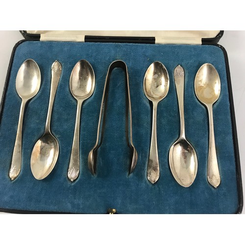 397 - 2 CASED SETS OF SILVER SPOON WITH A CASED SILVER EGG CUP & SPOON APPROX 200g