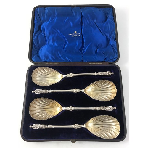 339 - CASED SET OF WHITE EGYPTIAN REVIVAL OPEN SALTS WITH A CASED SET OF SHELL SPOONS