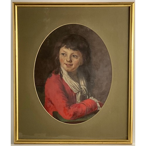 6 - 19TH CENTURY ENGLISH SCHOOL, OVAL PORTRAIT OF A YOUNG GIRL IN RED COAT, OIL ON PAPER, 36CM X 28CM, F... 