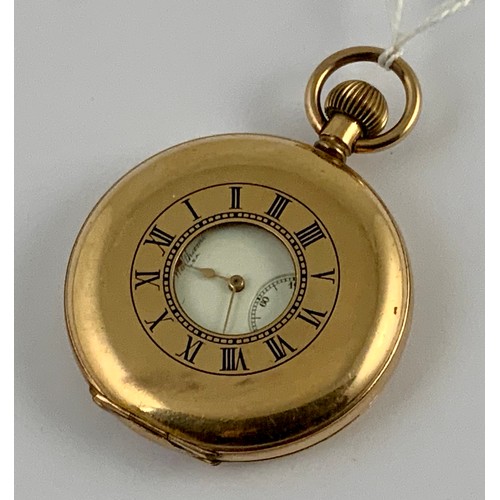 586 - GOLD PLATED WALTHAM HALF HUNTER POCKET WATCH