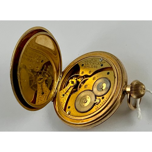 586 - GOLD PLATED WALTHAM HALF HUNTER POCKET WATCH