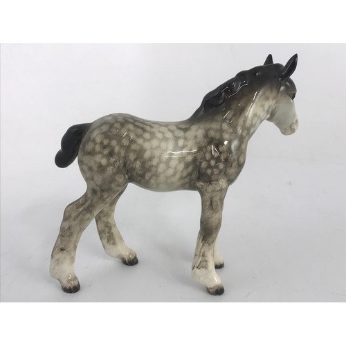 50 - RARE BESWICK ROCKING HORSE GREY SHIRE FOAL MODEL NO 1053