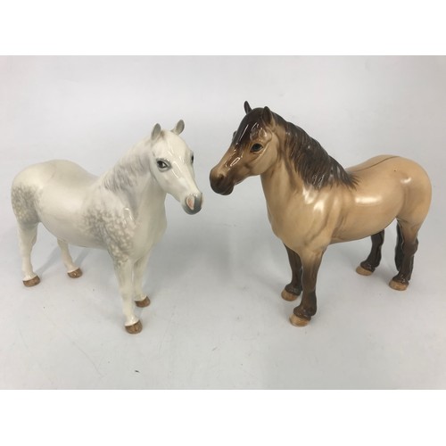 58 - BESWICK  QUARTER &  HACKNEY HORSE WITH HIGHLAND &  CONNEMARA PONIES