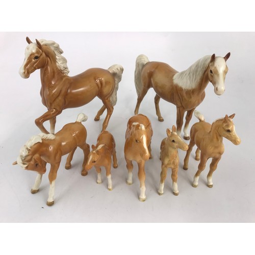 65 - COLLECTION OF 7 BESWICK  PALOMINO HORSES & FOALS