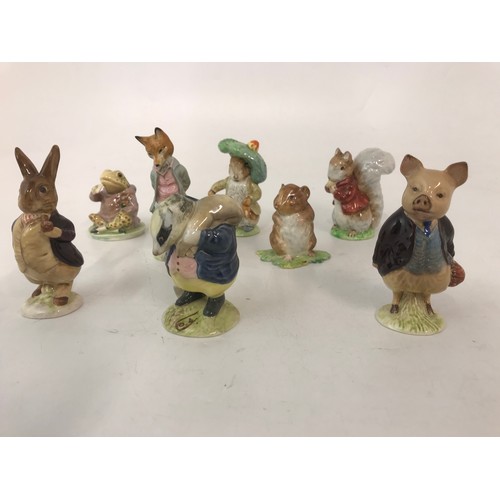 68 - 8 BESWICK BEATRIX POTTER FIGURES ALL WITH GOLD BACKSTAMP INC  TOMMY BROCK , PIGGLING  BLAND , TIMMY ... 