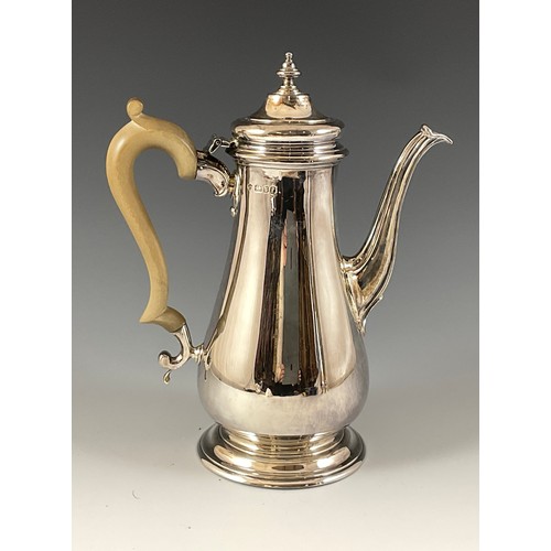 417 - SILVER COFFEE POT, LONDON 1961, approx. 1072g gross C.J.VANDER LTD 27.5CM HIGH