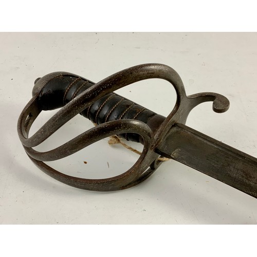 230 - 1821/1822 PATTERN CAVALRY TROOPER’S SWORD WITH WIRE BOUND GRIP AND CURVED BLADE, BLADE APPROX. 90 cm