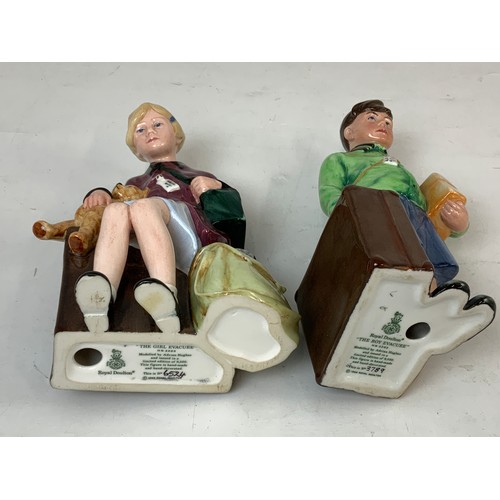 121 - PR. LIMITED EDITION ROYAL DOULTON FIGURES, BOY EVACUEE HN3202 AND GIRL EVACUEE HN3203