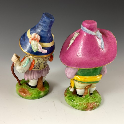 119 - A PAIR OF 19TH CENTURY DERBY STYLE MANSION HOUSE DWARVES, POSSIBLY BY SAMSON OF PARIS, MODELLED AS P... 