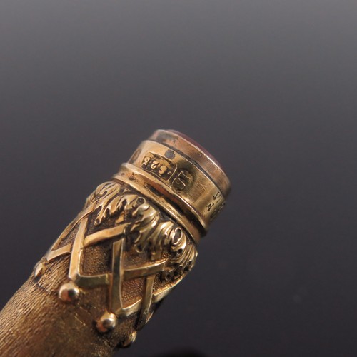 626 - SWAINE & ADENEY, A 15CT GOLD AND MONOGRAMMED CORNELIAN WAX SEAL, MODELLED AS THE HEAD OF A COLLARED ... 