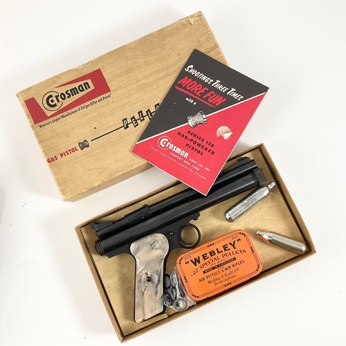 198 - CROSMAN GAS PISTOL, PELLGUN, IN ORIGINAL BOX .22 & WEBLEY PELLETS
NOTE PURCHASER MUST BE 18 YEARS OR... 