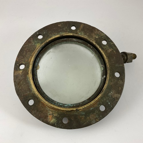 288 - A BRASS SHIP’S PORTHOLE, 29CM OVERALL DIAMETER. PROVENANCE: FROM THE BRANDENBERG WHICH STRUCK THE WR... 