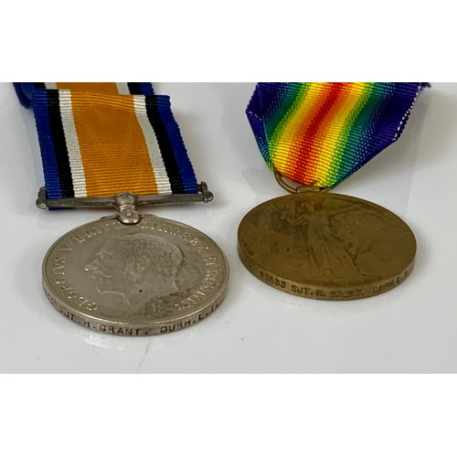 240 - WWI ‘PAIR’ WAR AND VICTORY MEDALS TO 23833 SJT.H.GRANT, DURHAM LIGHT INFANTRY