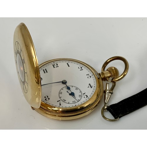 587 - ILLINOIS WATCH COMPANY GOLD PLATED HALF HUNTER POCKET WATCH