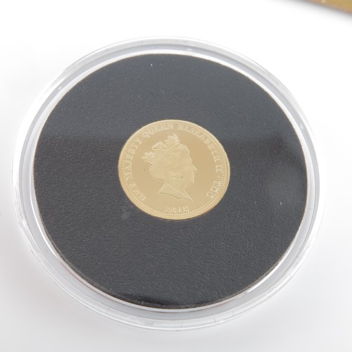 465 - GOLD HALF SOVEREIGN AND A SMALL GOLD PROOF TRISTAN DA CUHNA COIN