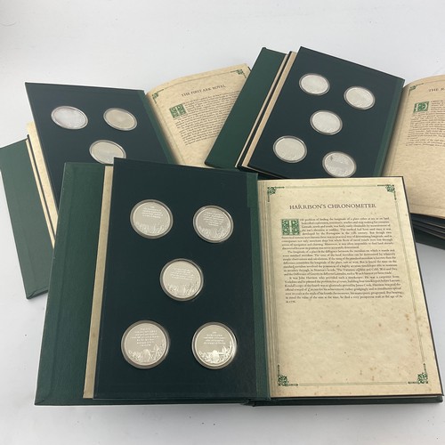 452 - MOUNTBATTEN MEDALLIC HISTORY OF GB AND THE SEA -COMPLETE FOR VOLUMES 1,2 AND 4 , SILVER PROOF MEDALL... 