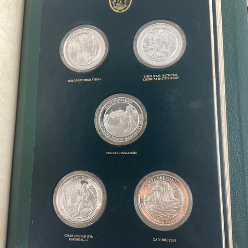 452 - MOUNTBATTEN MEDALLIC HISTORY OF GB AND THE SEA -COMPLETE FOR VOLUMES 1,2 AND 4 , SILVER PROOF MEDALL... 