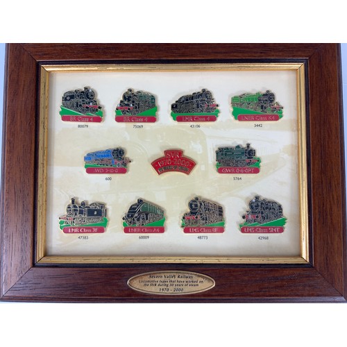 192 - 2 FRAMED SETS OF SVR SEVERN VALLEY RAILWAY 30 YEARS 1970-2000 COMMEMORATIVE BADGES, PLUS REPRO ‘GWR’... 