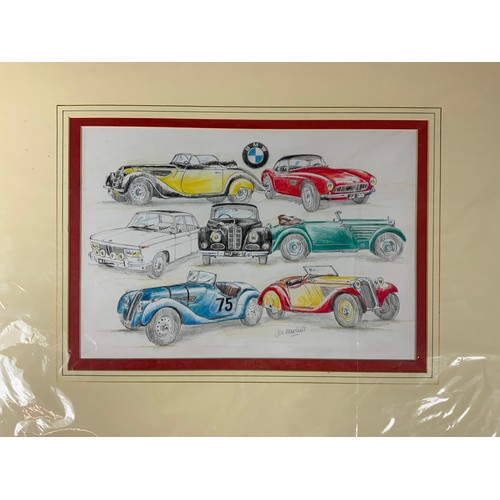 32 - 7 JON MARSHALL PRINTS OF CLASSIC CARS, INC MERCEDES BENZ, JAGUAR, BMW, BENTLEY, & ALFA ROMEO