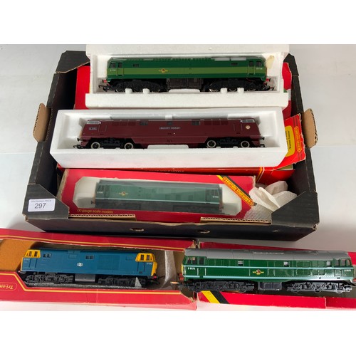 297 - HORNBY, X 5 OLDER DIESEL LOCOMOTIVES, CLASS 47 SILVER SEAL D1738, R368 WESTERN COURIER, R072 CLASS 2... 