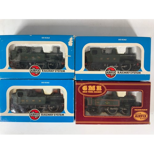 294 - AIRFIX / GMR, 4 BOXED 0-4-2 AUTO TANK LOCOMOTIVES 1400 CLASS,  X 3 IN GWR LIVERY, X 1 IN BR WR LINED... 