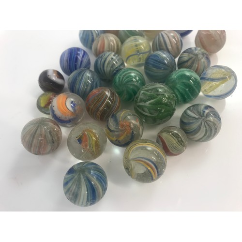 57 - COLLECTION OF ANTIQUE  MARBLES LARGEST 2.3cm approx