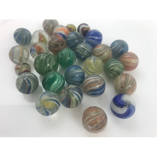 57 - COLLECTION OF ANTIQUE  MARBLES LARGEST 2.3cm approx