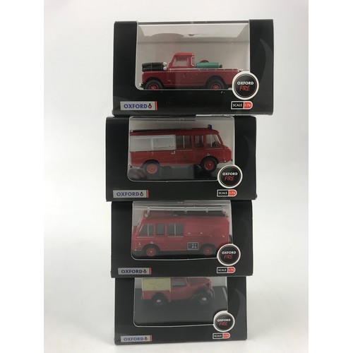 144 - OXFORD DIECAST 12 PLASTIC BOXED OXFORD FIRE SERIES MODELS, 1:76 SCALE, FIRE ENGINES, LAND ROVERS, 00... 