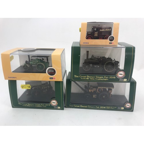 141 - OXFORD DIECAST SHOWS MANS SERIES, 5 PLASTIC BOXED MODELS, PLUS 3 GREAT DORSET STEAM. FAIR MODELS, 20... 