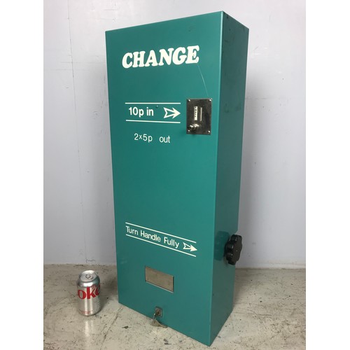 18 - WALL MOUNTED CHANGE MACHINE, 10P IN 2 X 5 P OUT , WITH KEYS