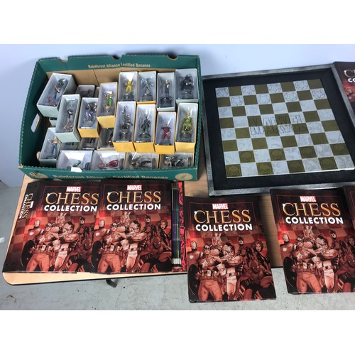 71 - A NOVELTY MARVEL CHESS SET, BOARD, & 32 BOXED PIECES