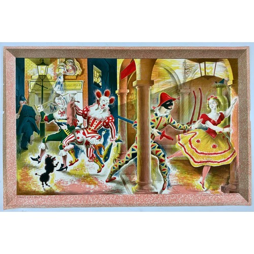 49 - CLARKE HUTTON (1989-1984) ‘HARLEQUINADE’, COLOURED LITHOGRAPH, PRINTED BY BAYNARD PRESS FOR SCHOOL P... 