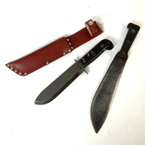 373 - 1988 BRITISH ARMY SURVIVAL KNIFE WITH SCABBARD, ONE OTHER SURVIVAL KNIFE.