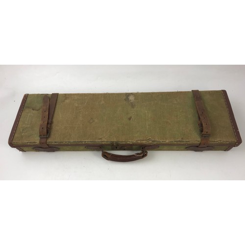 247 - C B VAUGHAN THE STRAND LONDON CANVAS & LEATHER GUN CASE 77cm LONG