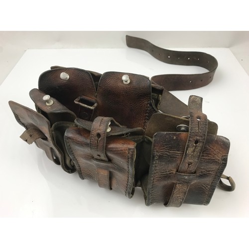 364 - OLD LEATHER  & CANVAS AMMO /UTILITY BELT