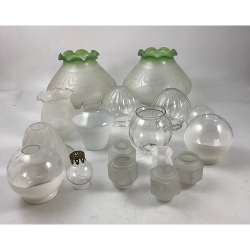 360 - QUANTITY  OF  GLASS OIL LAMP SHADES