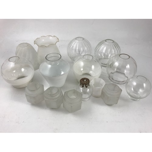 360 - QUANTITY  OF  GLASS OIL LAMP SHADES