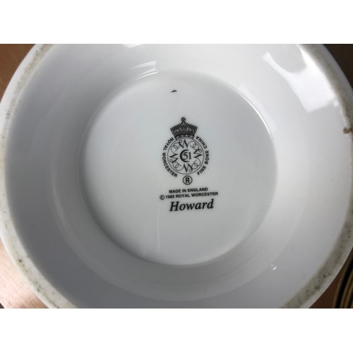 145 - LARGE QUANTITY OF ROYAL WORCESTER HOWARD PATTERN TABLEWARE ( ROYAL BLUE) 2 TRAYS