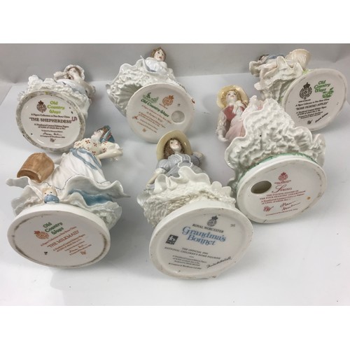 98 - 6 ROYAL WORCESTER FIGURINES INC  THE SHEPHERDESS, SPRING, THE MILKMAID ETC