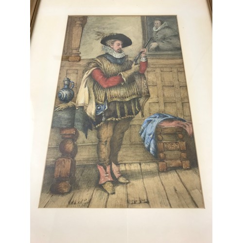 18 - PAIR OF WATER COLOURS DEPICTING CAVALIERS -  NO APPARENT SIGNATURE