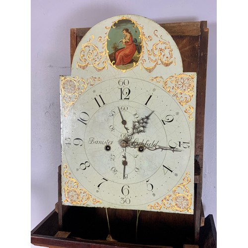 200 - LONGCASE CLOCK, WITH 8 DAY MOVEMENT, OAK AND MAHOGANY CASE, PAINTED FACE BANISTER LICHFIELD, SUBSIDI... 