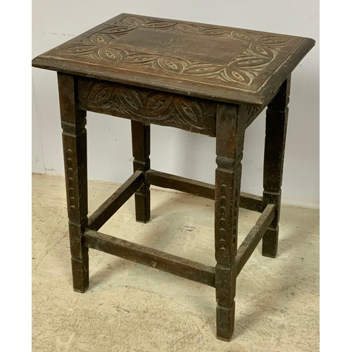 506 - CARVED OAK OCCASSIONAL TABLE