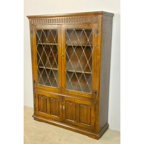 OLD CHARM STYLE BOOKCASE WITH LEADED GLASS