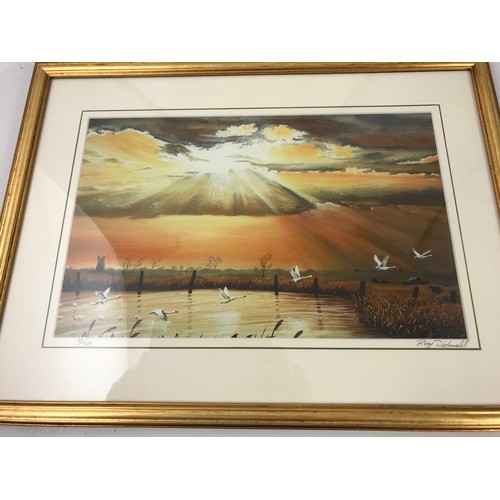 31 - SIMON TRINDER WATERCOLOUR DEPICTING A WINDMILL AND A PRINT